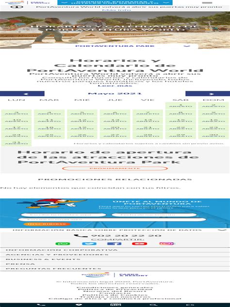 Horarios y Calendario de PortAventura World